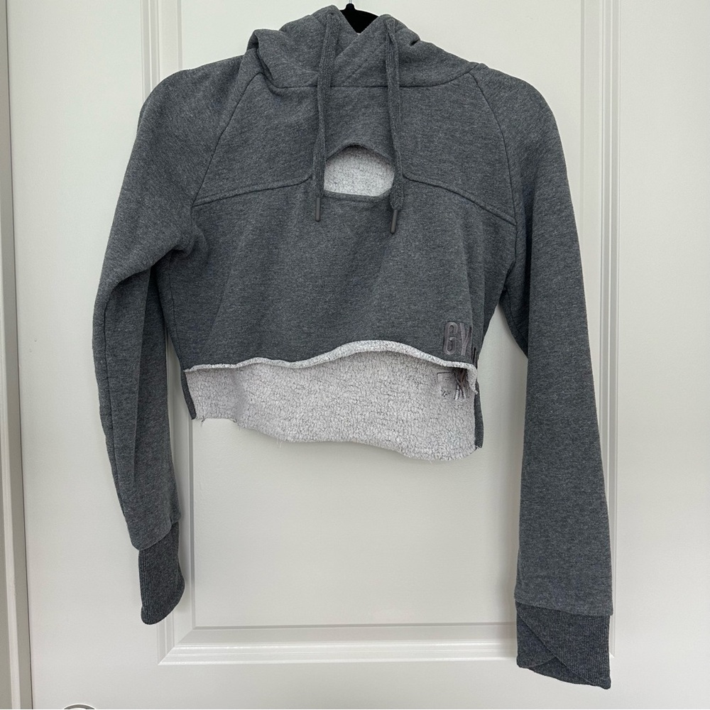 Gymshark Raw Edge Cutout Cropped Hoodie